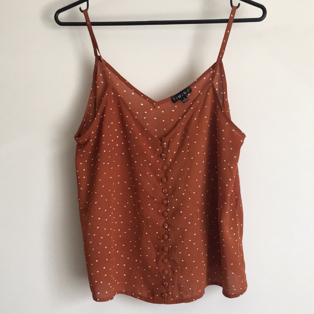 Rust Cami with White Polka Dots